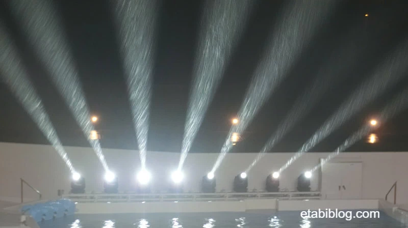 ライトに映える雨