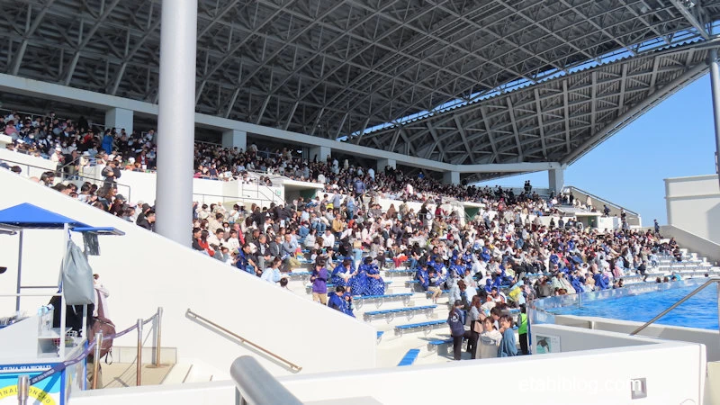 11月下旬土曜日2回目のシャチショースタジアムの混雑状況