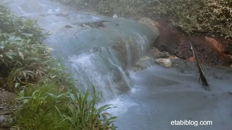 湯気の立つ大湯沼川