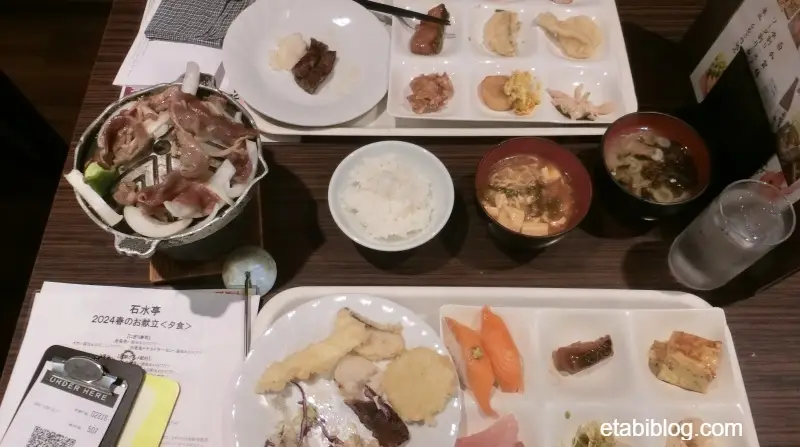 登別石水亭の夕食ビュッフェ