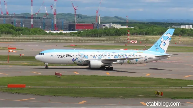 新千歳空港の展望デッキから見えるカラフルな機体