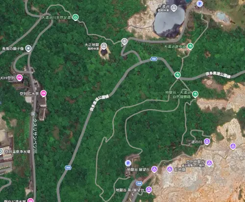 グーグルマップで見る登別地獄谷