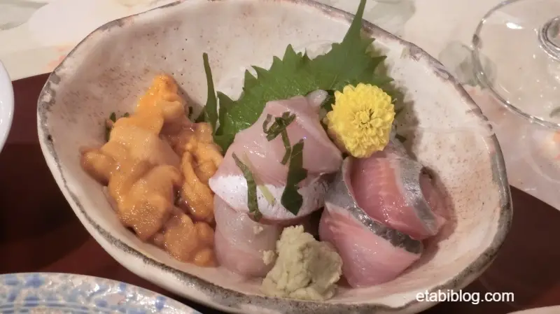 プチホテルコリンシアンの生うにとお刺身