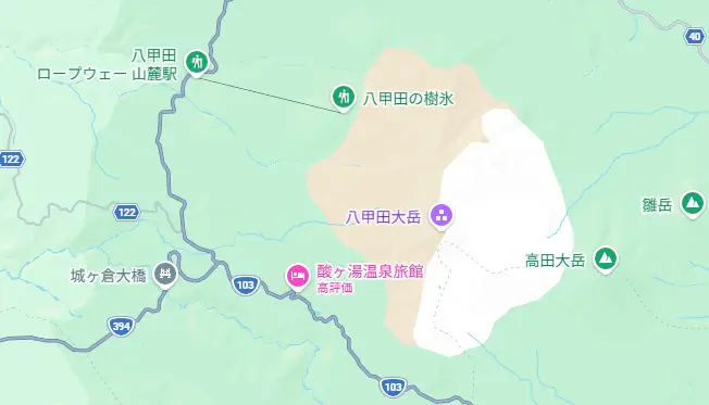 酸ヶ湯温泉のアクセスマップ