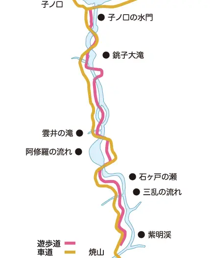 奥入瀬渓流のマップ