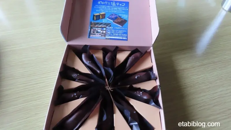 箱を空けためひかり塩チョコ