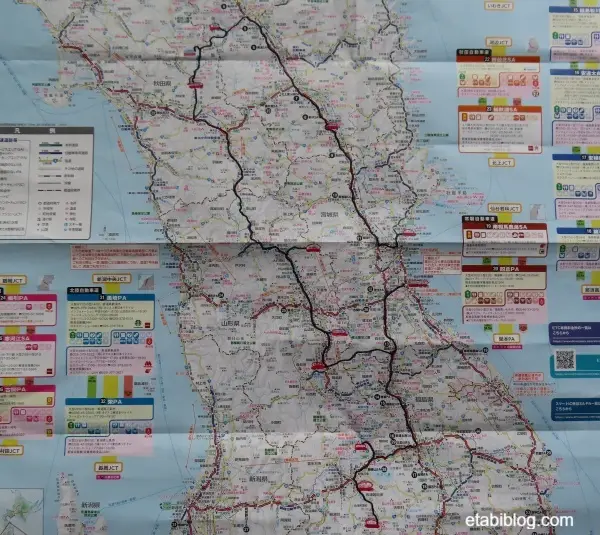 東北の地図にツアーのルートを記入