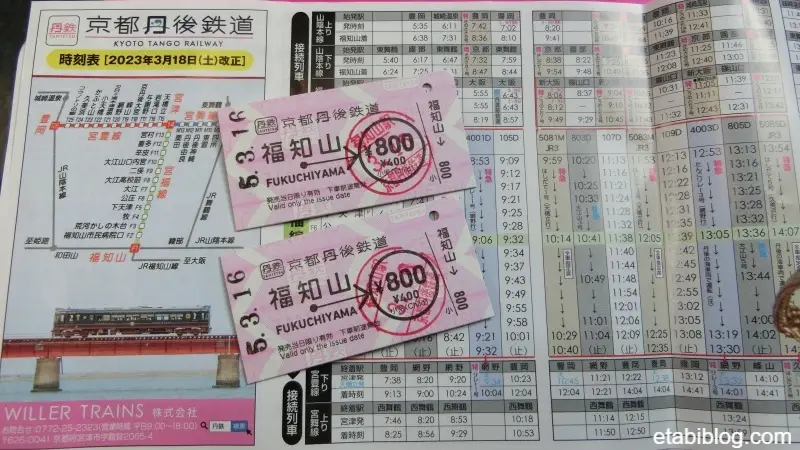 京都丹後鉄道の硬券切符