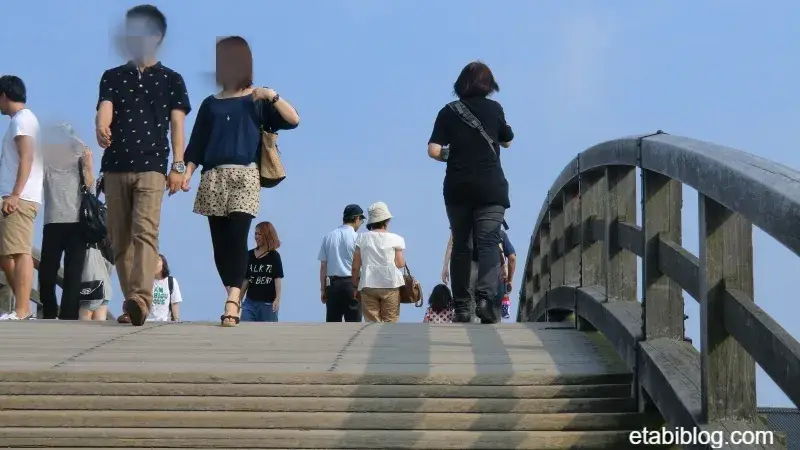 錦帯橋の橋の上