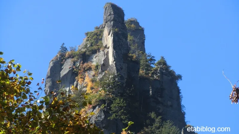 層雲峡の不動岩の拡大写真