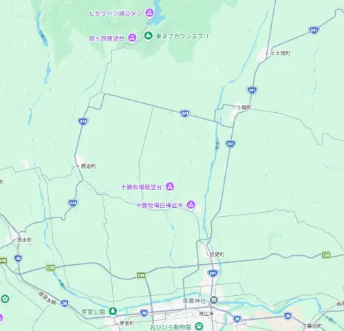 然別湖と地図